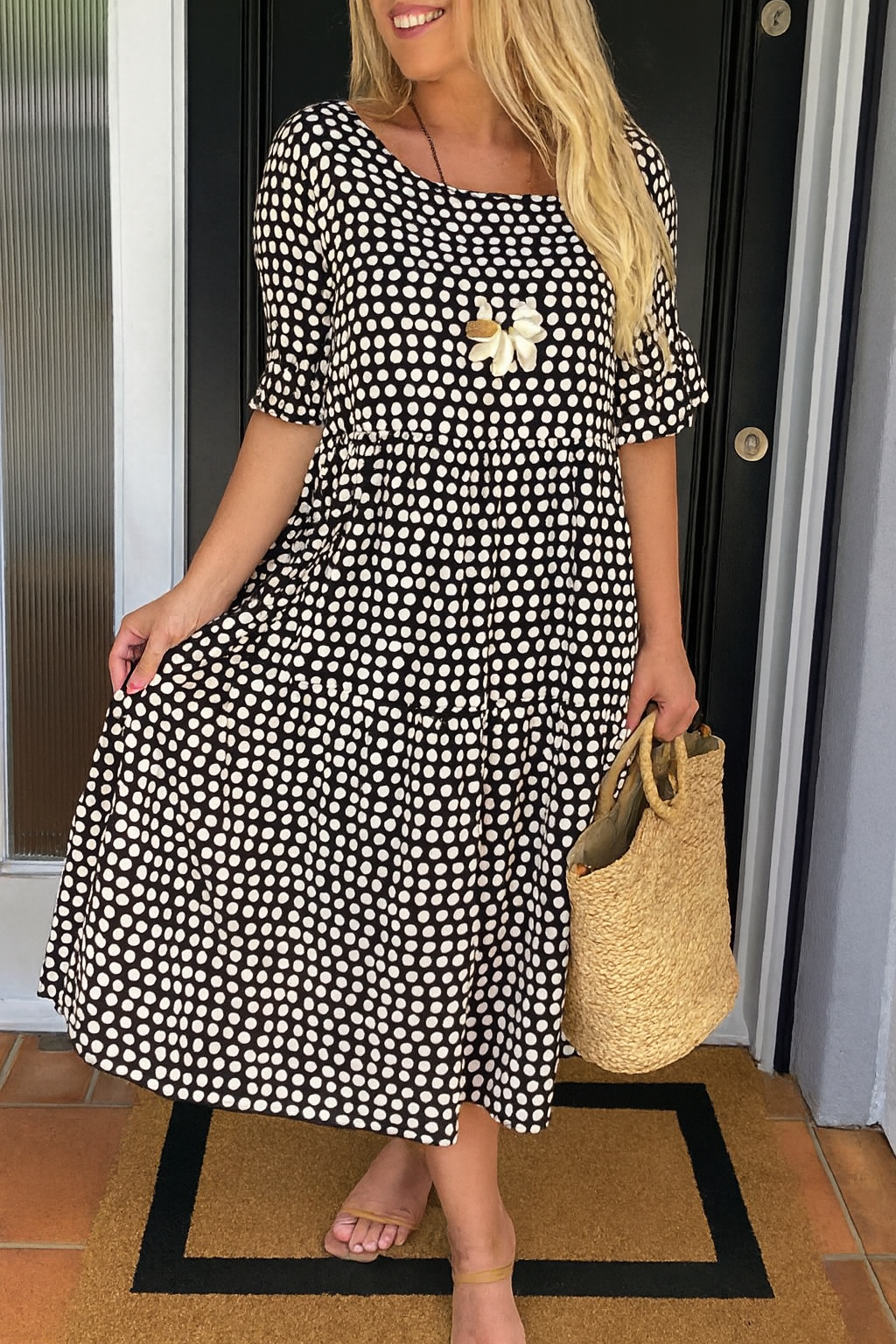 Short-Sleeve Midi Dress