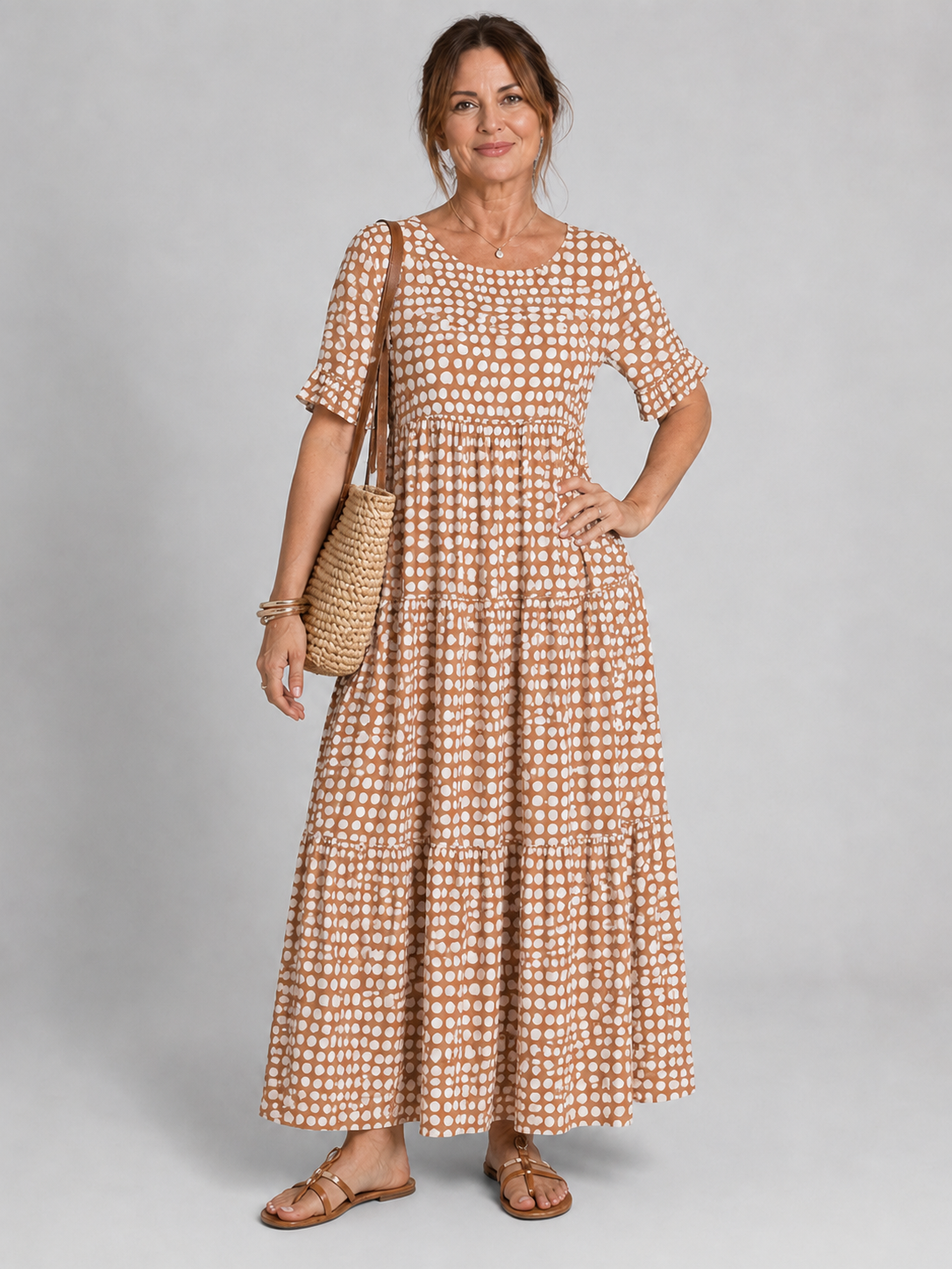Short-Sleeve Midi Dress