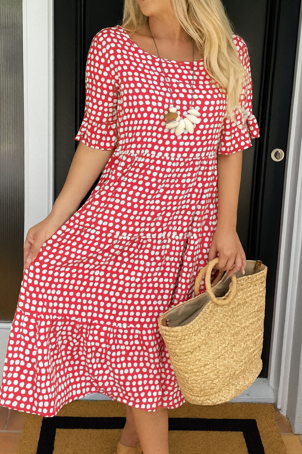 Short-Sleeve Midi Dress