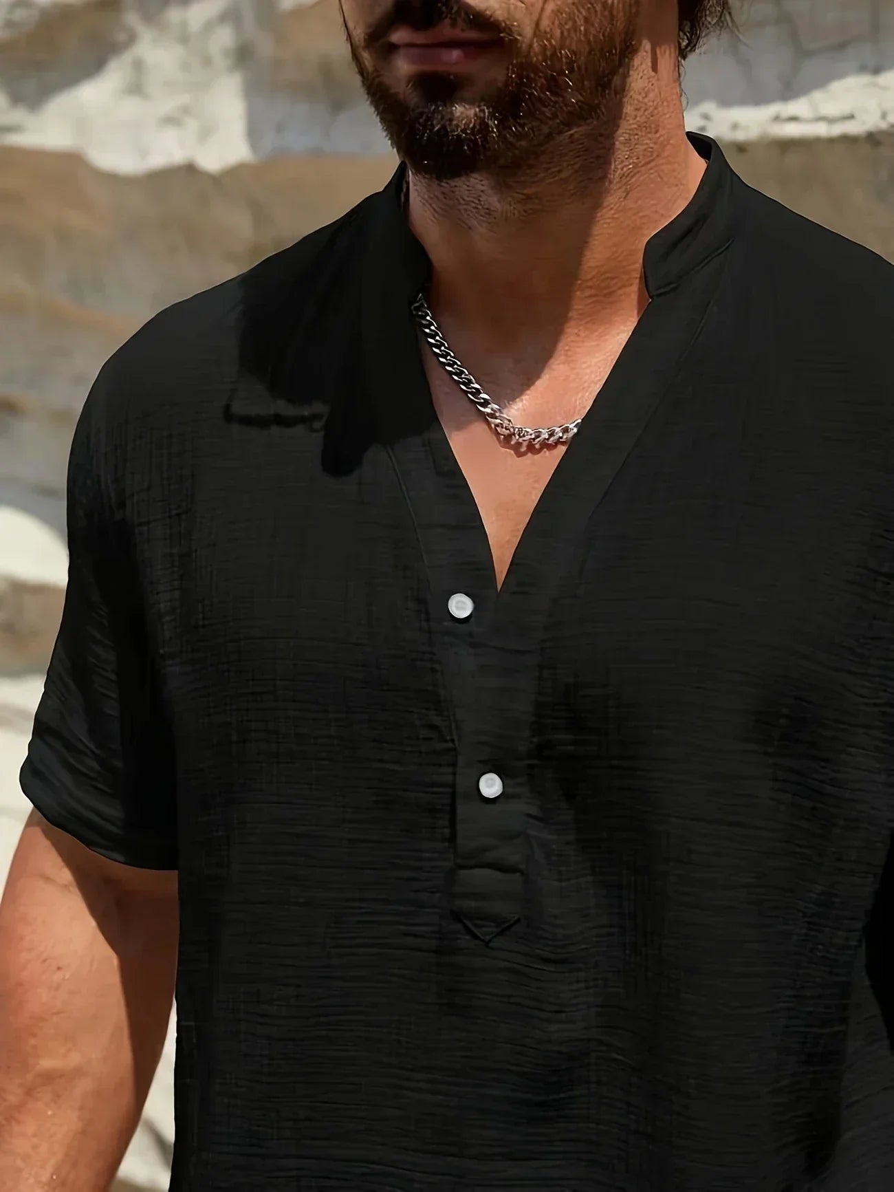 Christian | Elegant Summer Shirt with High Collar